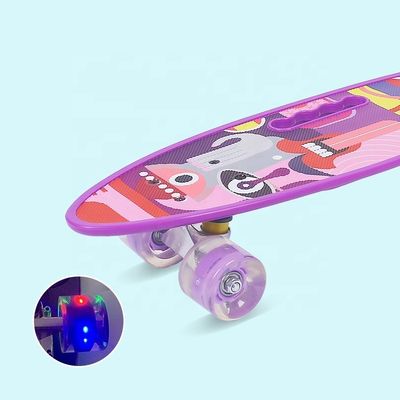 Flat-Plate Hand-held Small Fish Board Printed Skateboard Four Wheel Flash Mobility Scooter For Boys And Girls