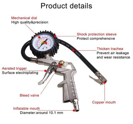 Aluminum Auto Tire Air Inflating Gun Digital Tire Pressure Gauge 200 PSI Max Pressure