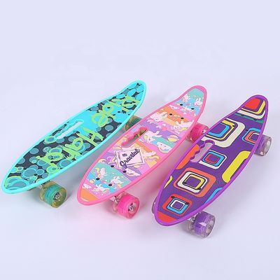 Flat-Plate Hand-held Small Fish Board Printed Skateboard Four Wheel Flash Mobility Scooter For Boys And Girls