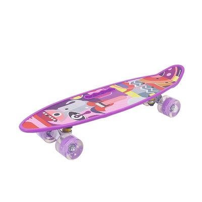 Flat-Plate Hand-held Small Fish Board Printed Skateboard Four Wheel Flash Mobility Scooter For Boys And Girls
