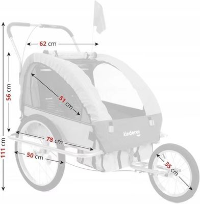 2021 Aluminium Bike Baby Trailer for Children 2 Holders MTB 14'' Front Wheel and 20'' Rear Wheels