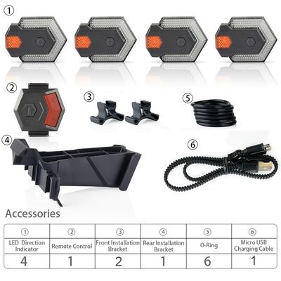 Wireless Remote Control LED Direction Indicator Cycling Warning Light for Commuters