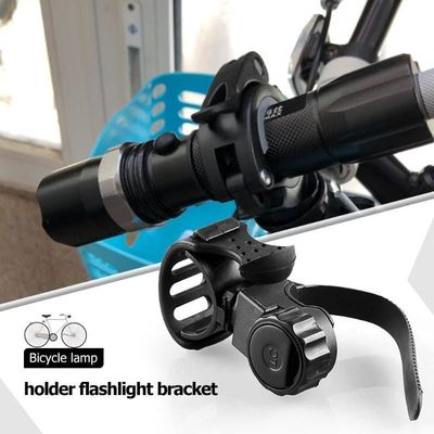 360 Degree Rotatable Front Light Clip Clamp for Bicycle Black Rubber ABS Construction