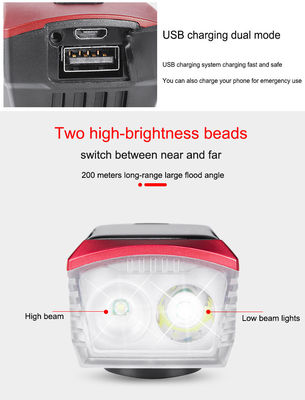 Blue Solar and USB Charging Bike Light 2000mAh Front Headlight for MTB Road Cycling