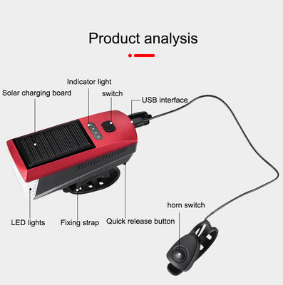 Blue Solar and USB Charging Bike Light 2000mAh Front Headlight for MTB Road Cycling