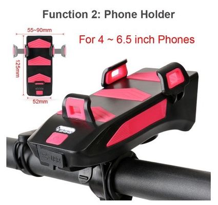 USB Rechargeable LED Bike Headlight Bike Horn Phone Holder Powerbank for Night Riding