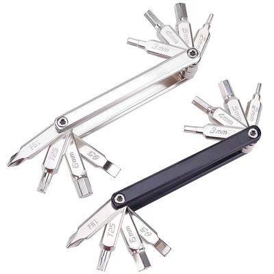 Upgrade Your Bike with Our Silver Multi-Function Hexagonal Screwdriver and Wrench Set