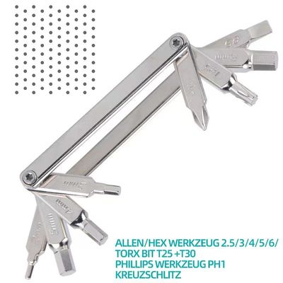 Upgrade Your Bike with Our Silver Multi-Function Hexagonal Screwdriver and Wrench Set