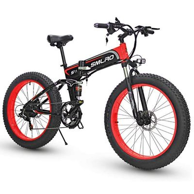 Electric Bike Fat Tire Folding 13AH SMLRO S11 26x4.0 Inch 48V 1000W Motor 7 Speed