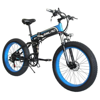 Electric Bike Fat Tire Folding 13AH SMLRO S11 26x4.0 Inch 48V 1000W Motor 7 Speed