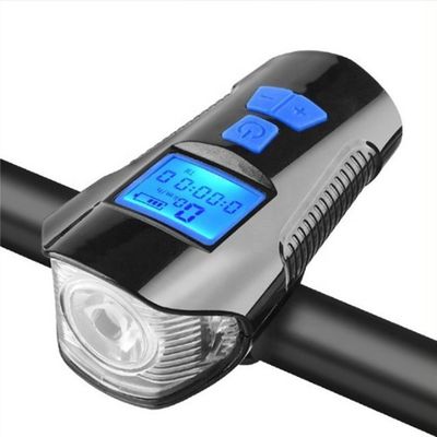 Black Usb Charging Bike Front Light Flashlight Handlebar Cycling Head Light Speed Meter Lcd Screen