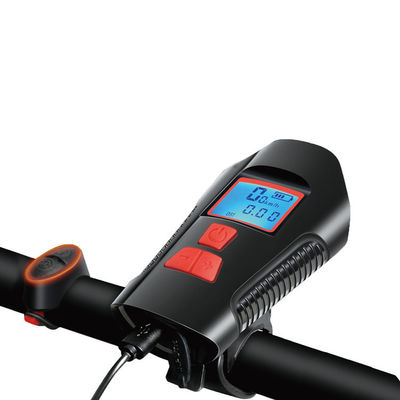 Black Usb Charging Bike Front Light Flashlight Handlebar Cycling Head Light Speed Meter Lcd Screen