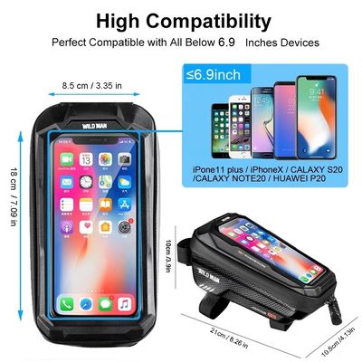 Waterproof 6.6in Phone Case Touchscreen Bag for MTB Pack 1L Capacity Bicycle Accessories