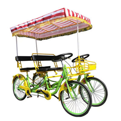 Steel Frame 26'' Tandem 4-Wheel Adult Road Sightseeing Bicycle for Beach Tourist Bike Riding